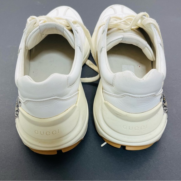 Gucci Rhyton Great White Tiger Leather Animal Print Logo Men's Sneakers Size 8 - Picture 5 of 10